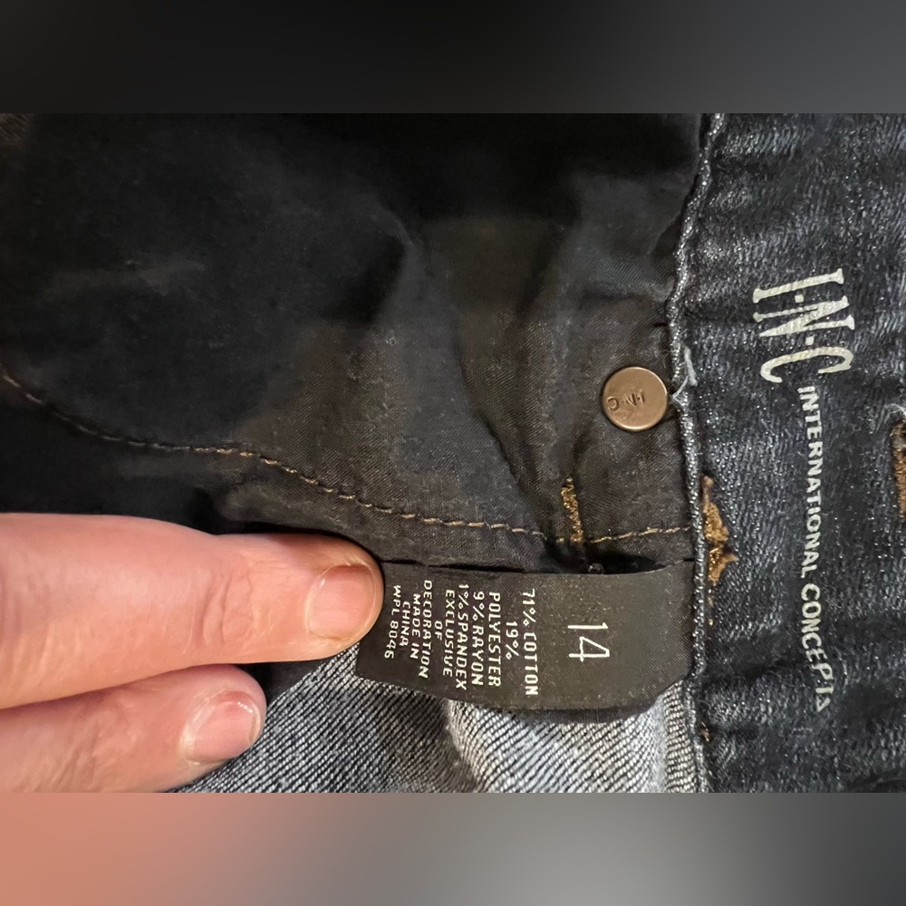 INC International Concepts Dark Blue Butterfly Jeans - Picture 8 of 8